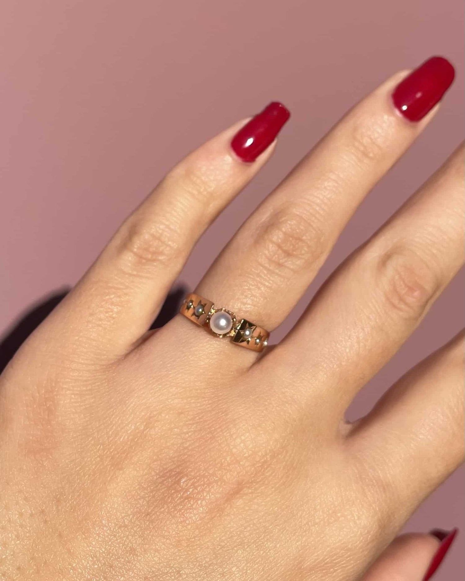 Bague Vintage Jonc Perles &quot;Billie&quot; - Elliade Paris