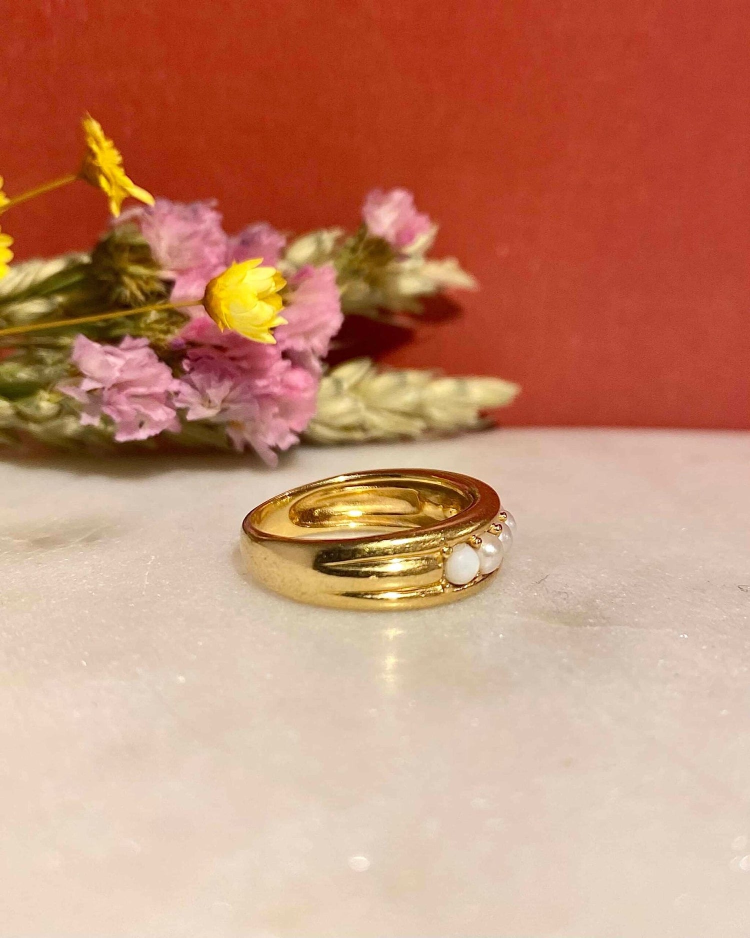 Bague Vintage Jonc Perles &quot;Maya&quot; - Elliade Paris