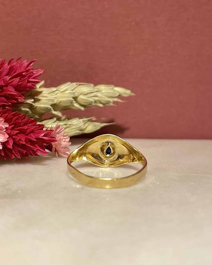 Bague Vintage Jonc Saphir Goutte &quot;Mallomé&quot; - Elliade Paris