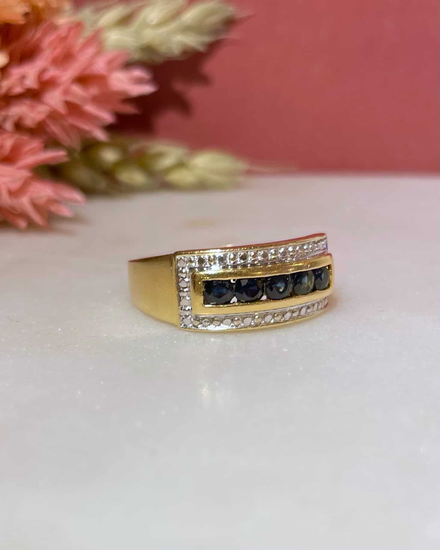 Bague Vintage Jonc Saphirs "Maora" - Elliade Paris