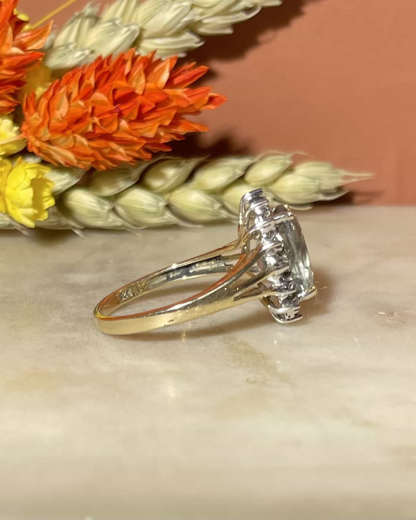 Bague Marguerite Aigue-Marine et Diamants "Jemima" - Elliade Paris