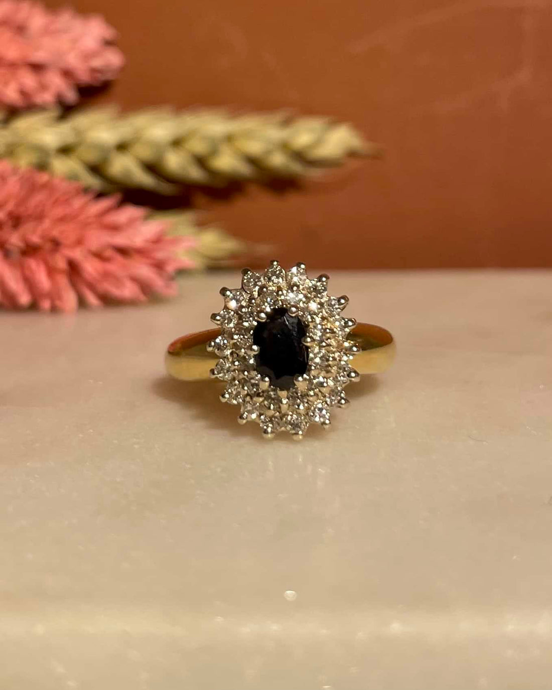 Bague Marguerite Saphir &amp; 30 Diamants &quot;Astrid&quot;