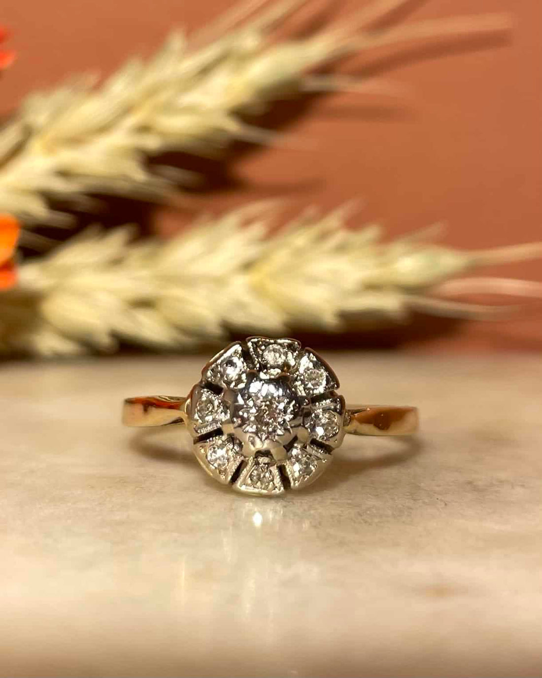 Bague Marguerite Art-Déco 9 Diamants &quot;Aurélia&quot;