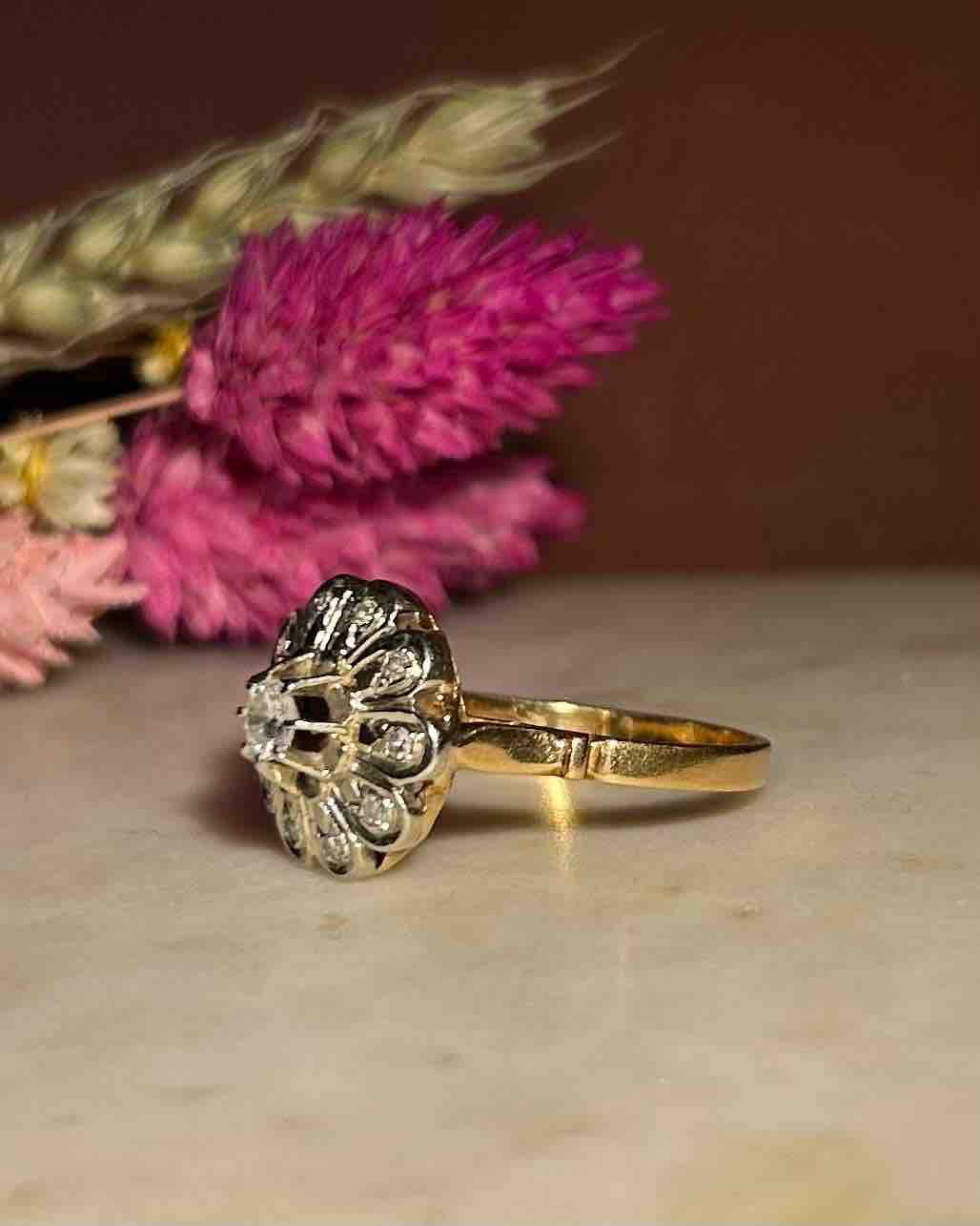 Bague Vintage Marguerite Diamants "Corinne" - Elliade Paris
