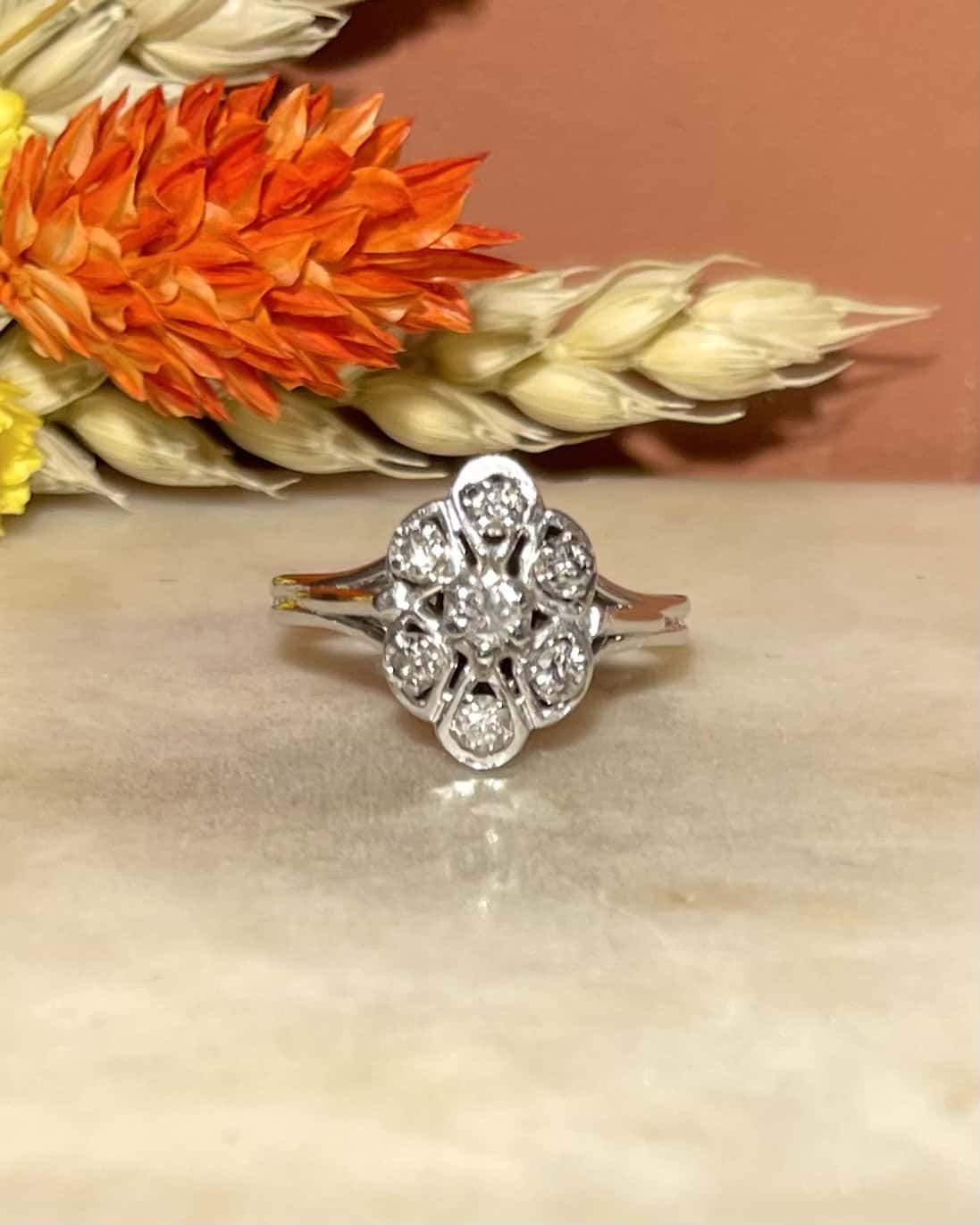 Bague Vintage Marguerite Diamants "Denise" - Elliade Paris