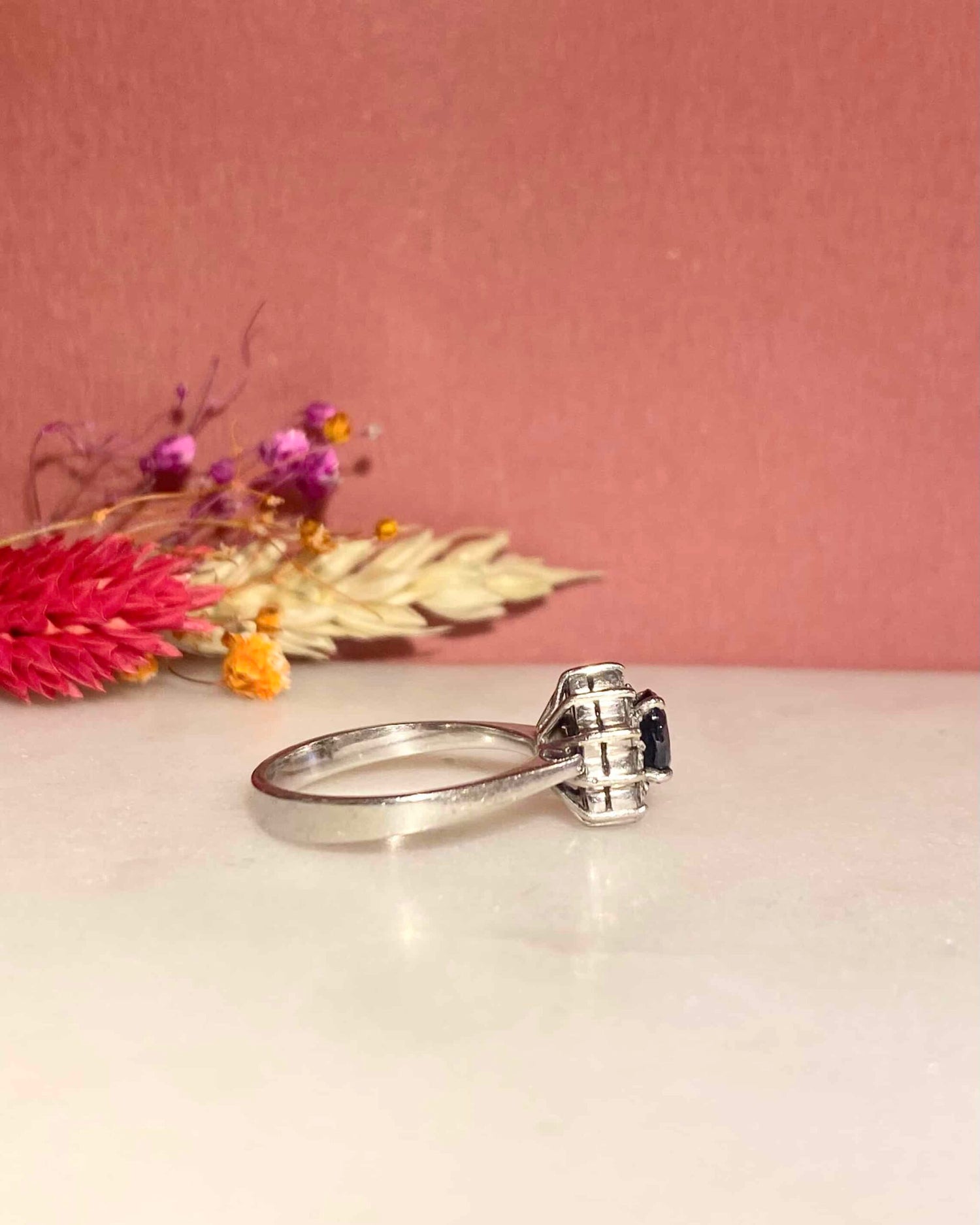 &quot;Delphine&quot; 0.55 carat Sapphire &amp;amp; Diamond Daisy Ring