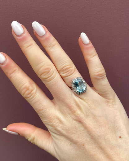 Bague Art-Déco Topaze 6.90 Carats &amp; Diamants &quot;Selena&quot;