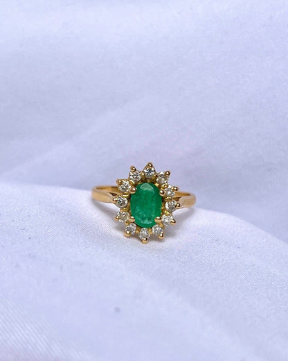 Bague Vintage Marguerite émeraude &quot;Hena&quot; - Elliade Paris