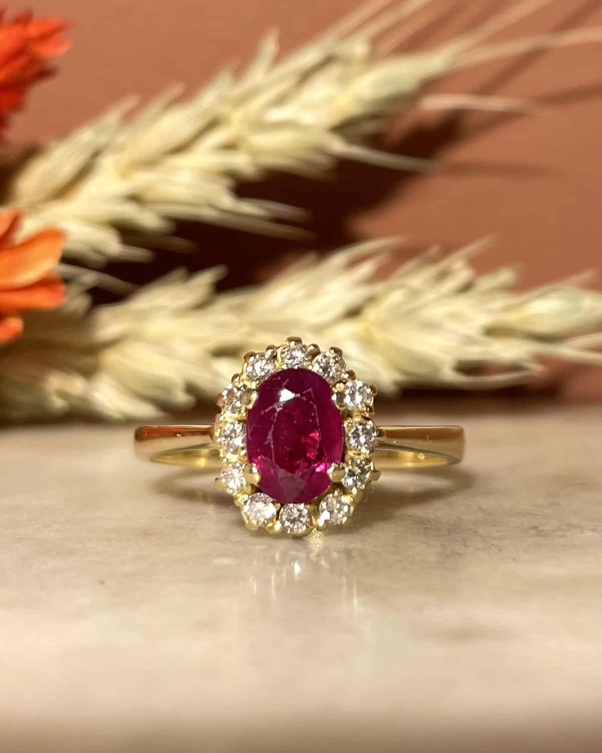 Bague Marguerite Rubis 0.90 carat &amp; Diamants &quot;Aglaé&quot;
