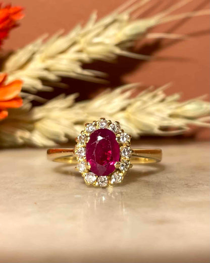 Bague Marguerite Rubis 0.90 carat &amp; Diamants &quot;Aglaé&quot;