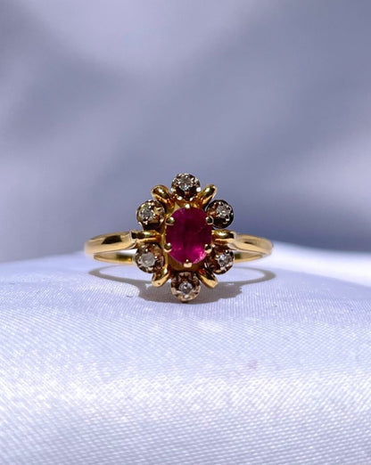 Bague Vintage Marguerite Rubis &quot;Heather&quot; - Elliade Paris