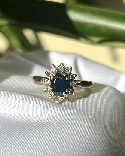 Bague Vintage Marguerite Saphir &quot;Aloise&quot; - Elliade Paris