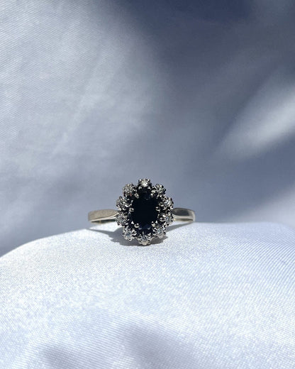 Bague Vintage Marguerite Saphir &quot;Loïs&quot; - Elliade Paris