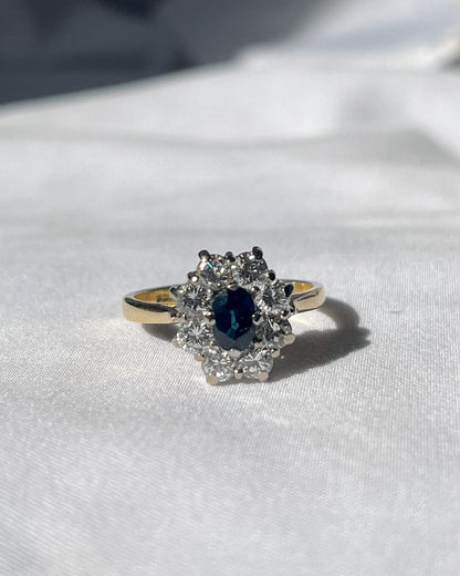 Bague Vintage Marguerite Saphir &quot;Nayanka&quot; - Elliade Paris