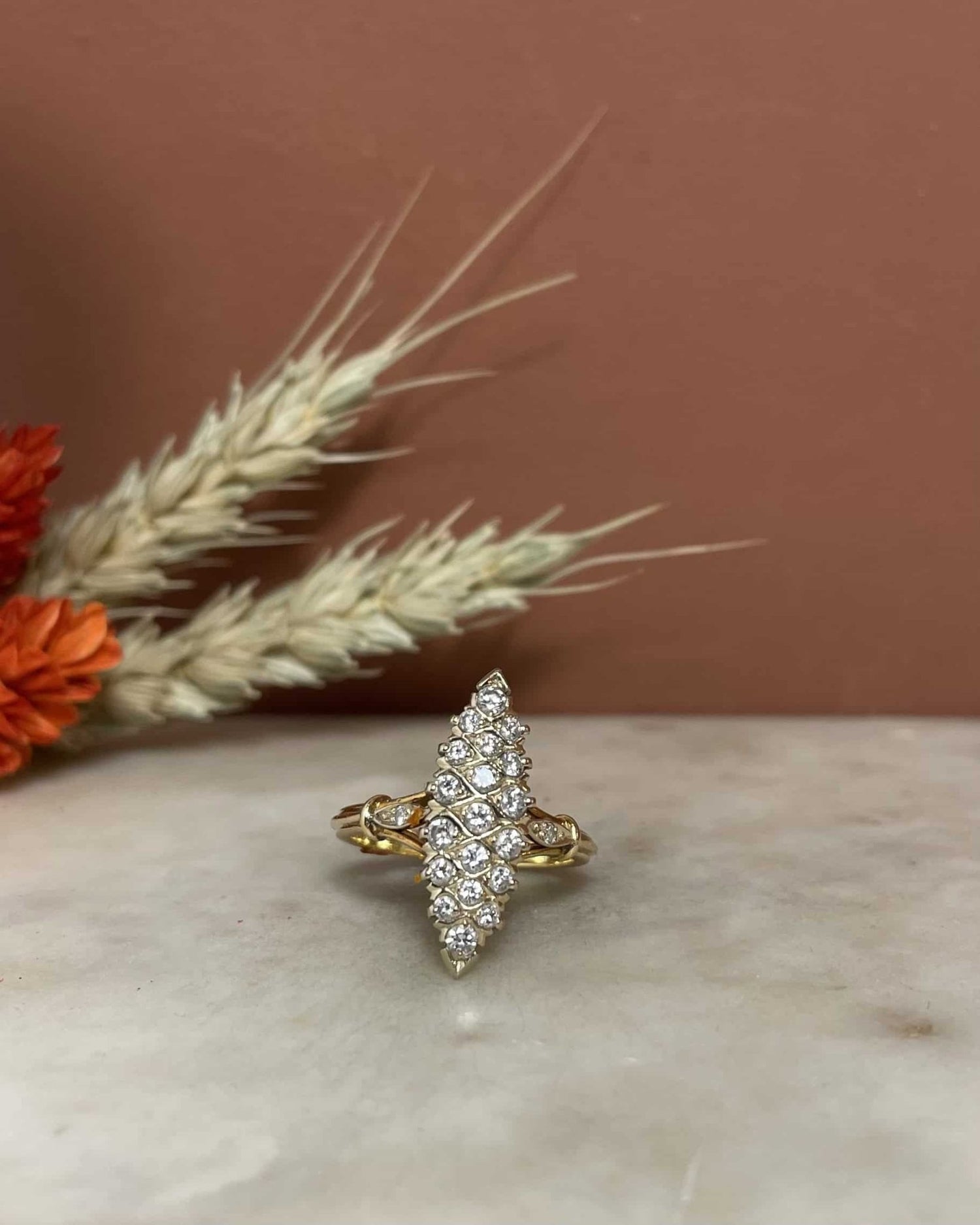 Bague Vintage Marquise 19 Diamants &quot;Piper&quot; - Elliade Paris