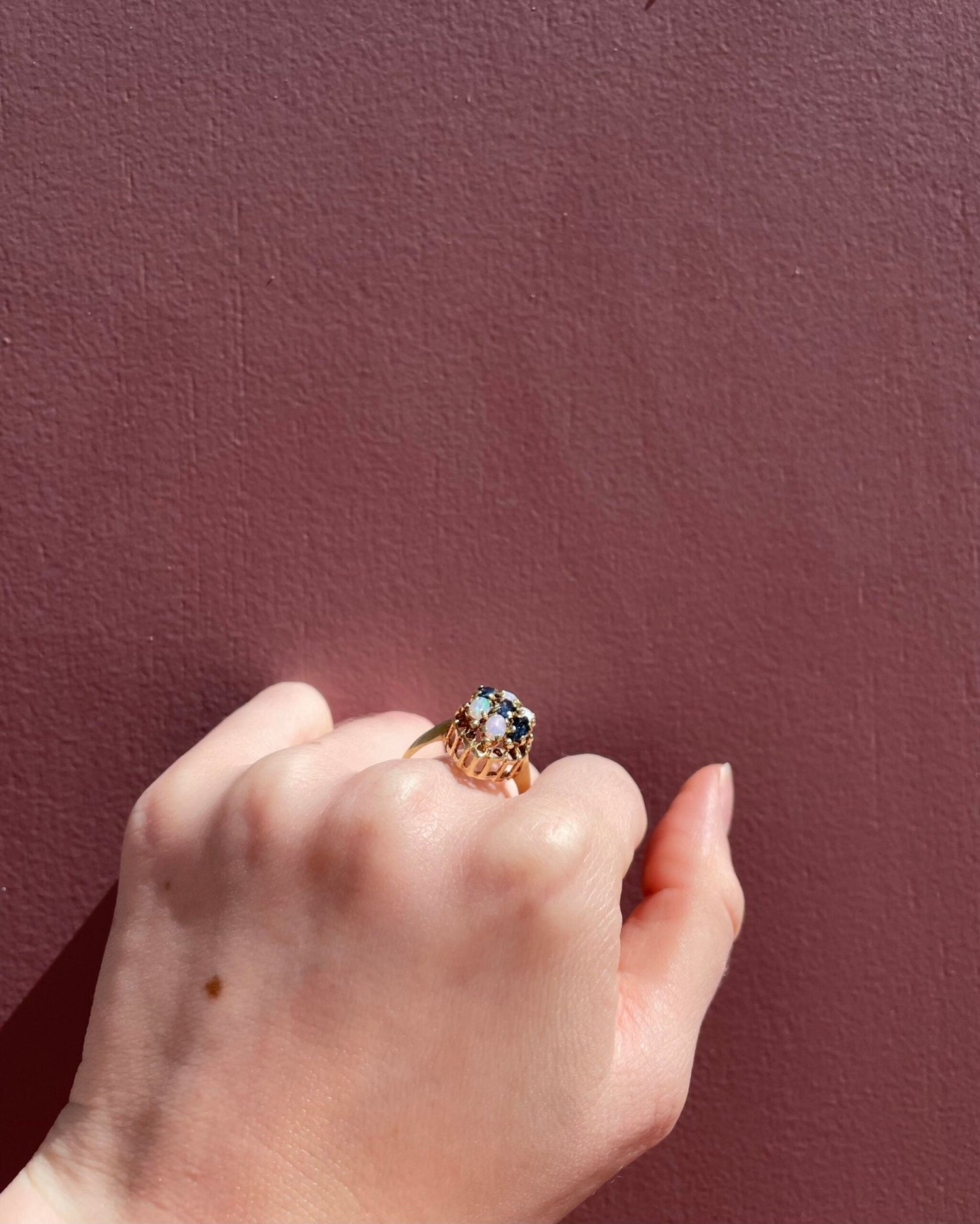 Bague Vintage Marquise Saphirs &amp; Opales &quot;Torine&quot; - Elliade Paris
