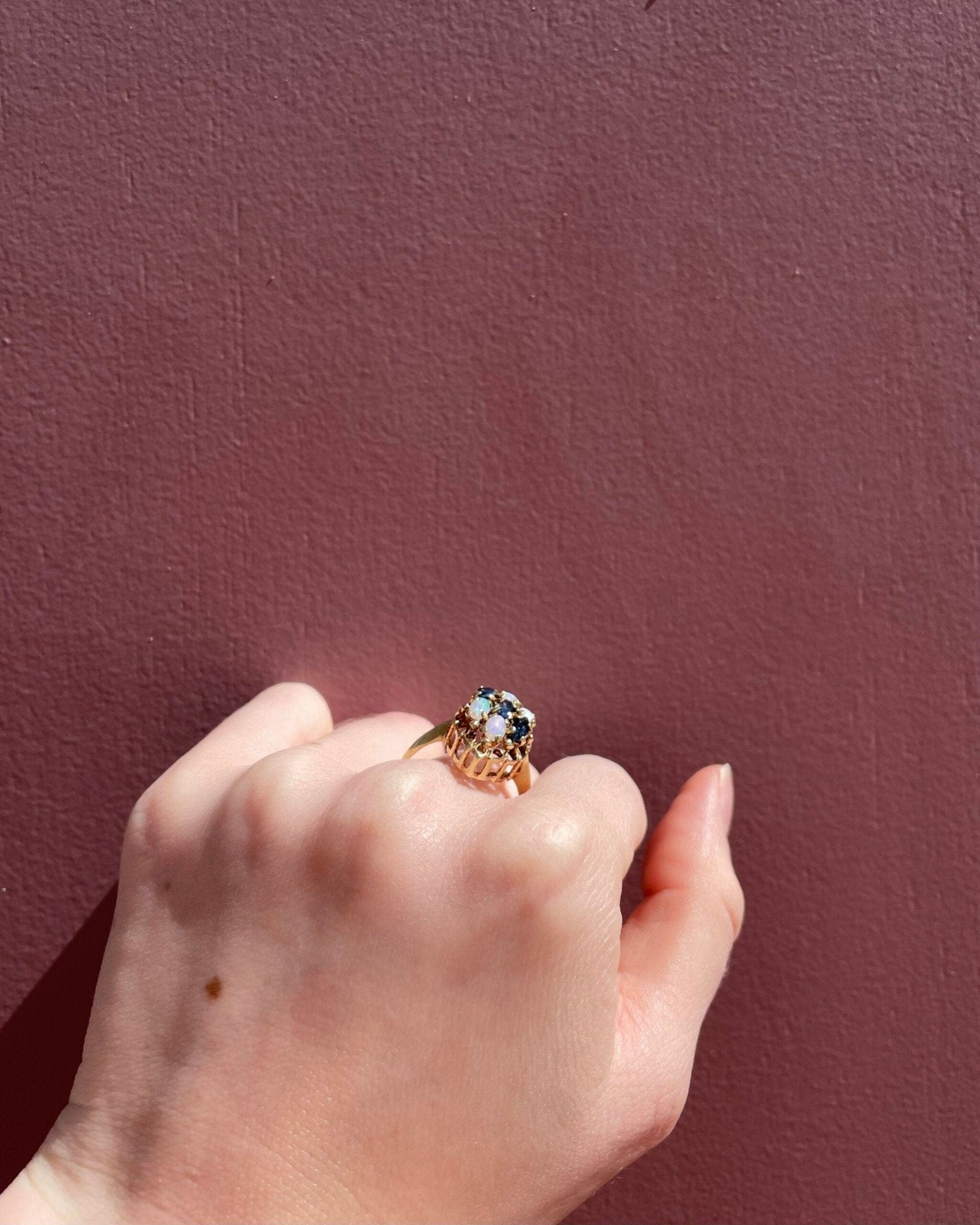 Bague Vintage Marquise Saphirs &amp; Opales "Torine" - Elliade Paris