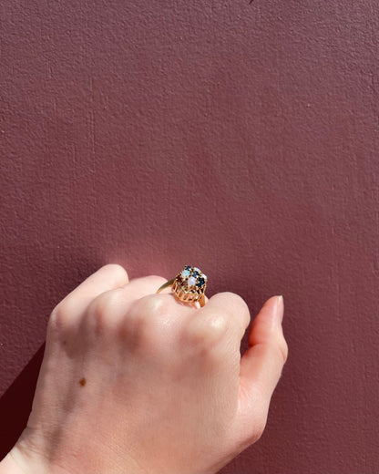 Bague Vintage Marquise Saphirs &amp; Opales &quot;Torine&quot; - Elliade Paris