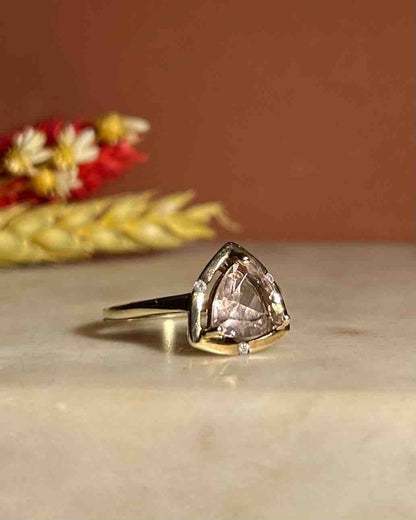 Bague vintage Morganite 2 carats et Diamants &quot;Elia&quot; - Elliade Paris