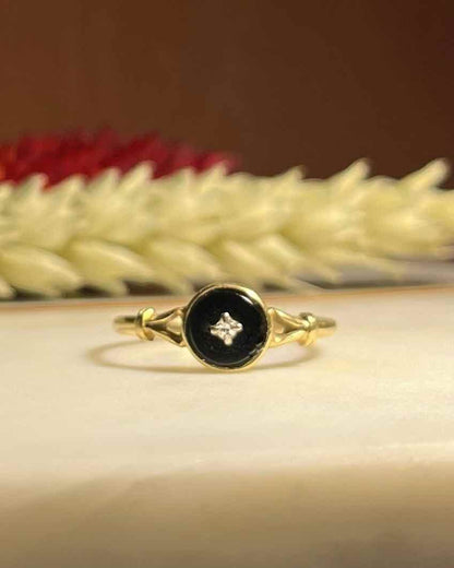 Bague vintage Onyx et Diamant &quot;Amélia&quot; - Elliade Paris