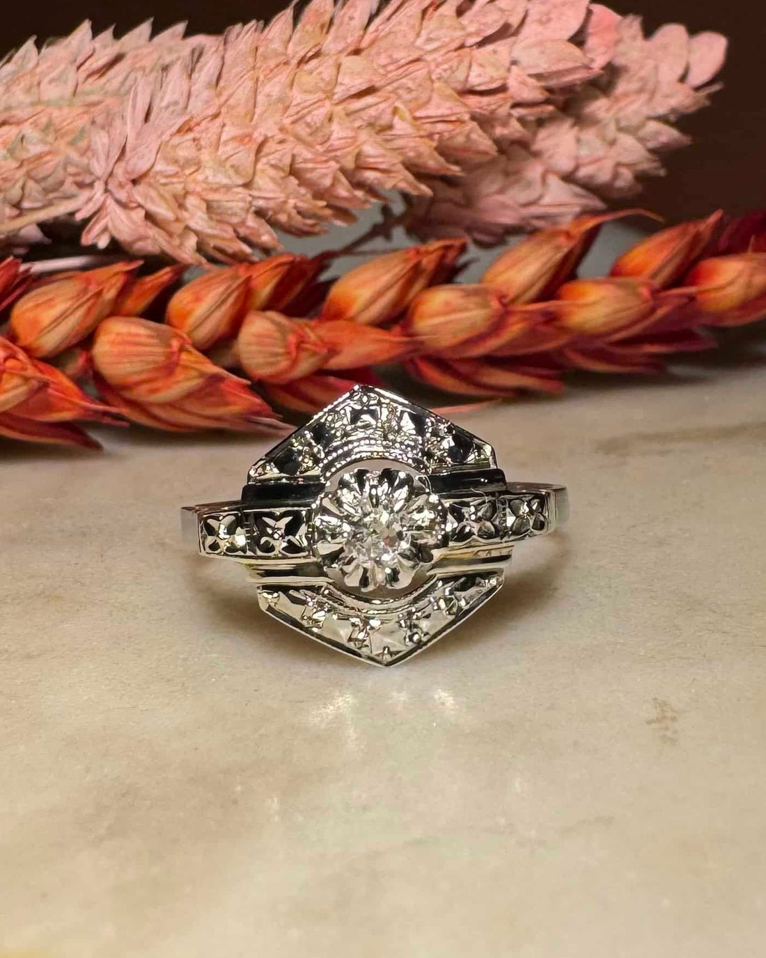 bague vintage or 18 carats diamant 0.07 carat - Elliade Paris