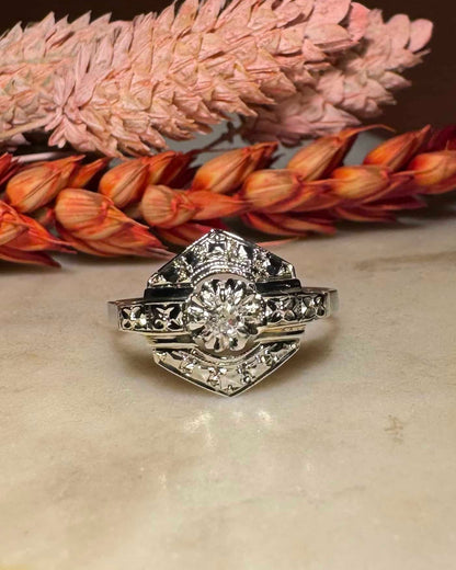 bague vintage or 18 carats diamant 0.07 carat - Elliade Paris