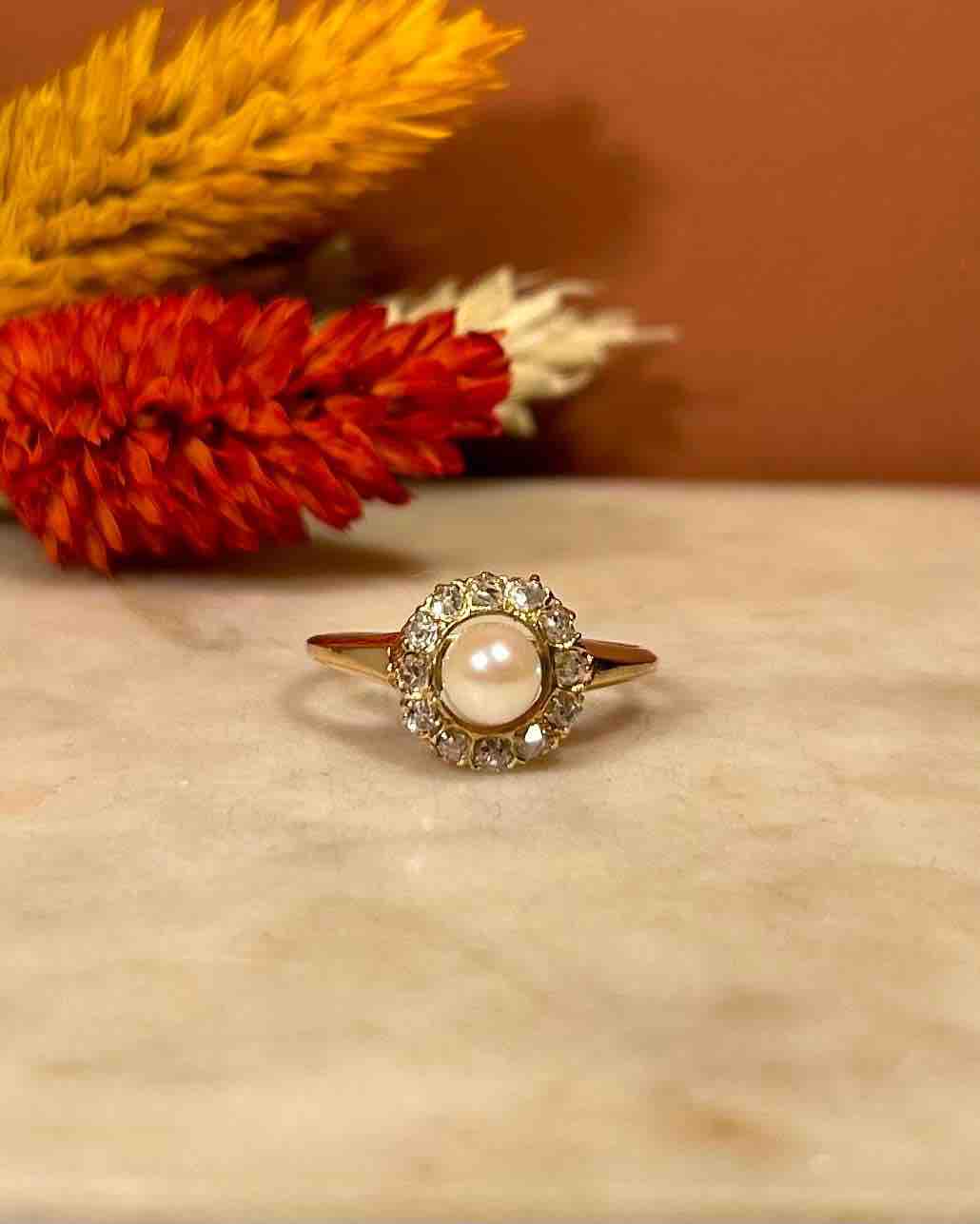Bague Vintage Perle &amp; Diamants "Perrine" - Elliade Paris