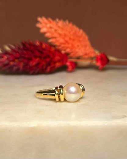 Bague Vintage Perle &amp; Or &quot;Axelle&quot;