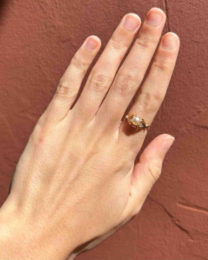 Bague Vintage Perle &amp; Or &quot;Agatha&quot; - Elliade Paris