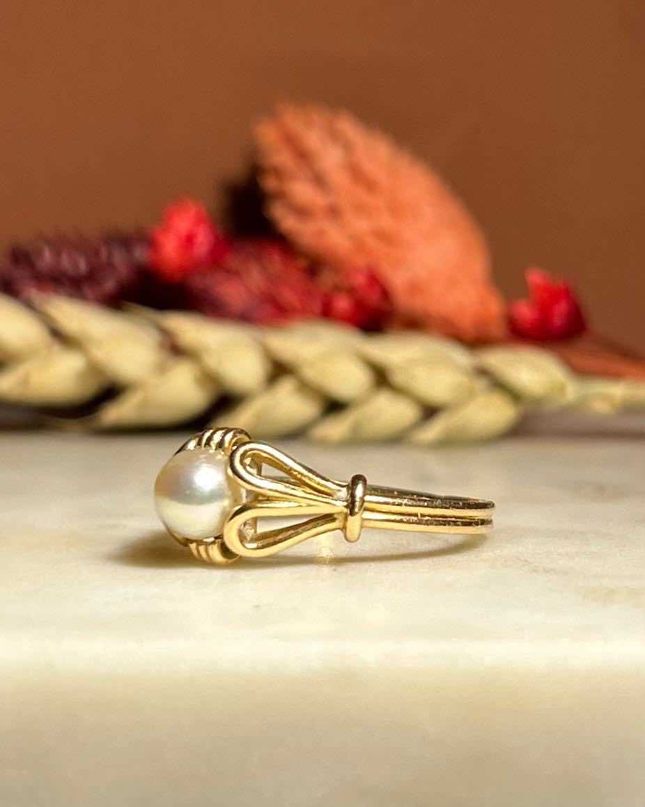 Bague Vintage Perle &amp; Or "Agatha" - Elliade Paris