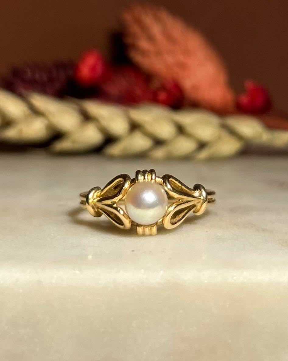 Bague Vintage Perle &amp; Or &quot;Agatha&quot; - Elliade Paris