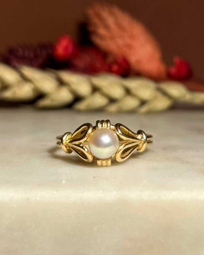 Bague Vintage Perle &amp; Or &quot;Agatha&quot; - Elliade Paris