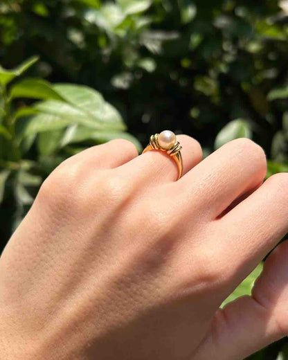 Bague Vintage Perle &amp; Or &quot;Axelle&quot; - Elliade Paris