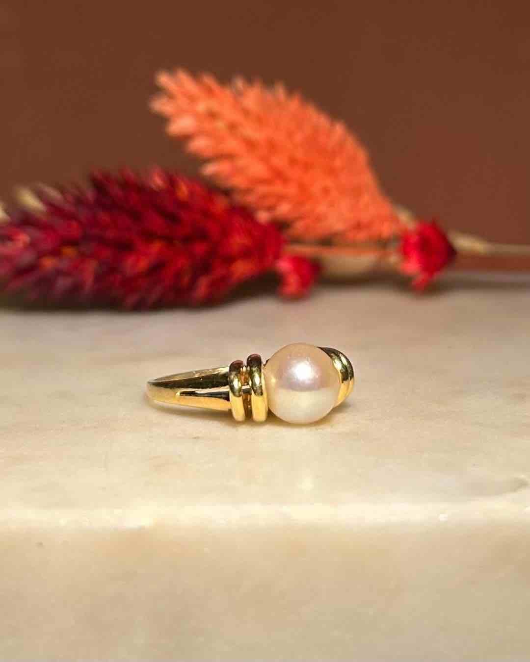 Bague Vintage Perle &amp; Or &quot;Axelle&quot; - Elliade Paris