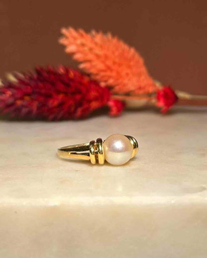 Bague Vintage Perle &amp; Or &quot;Axelle&quot; - Elliade Paris