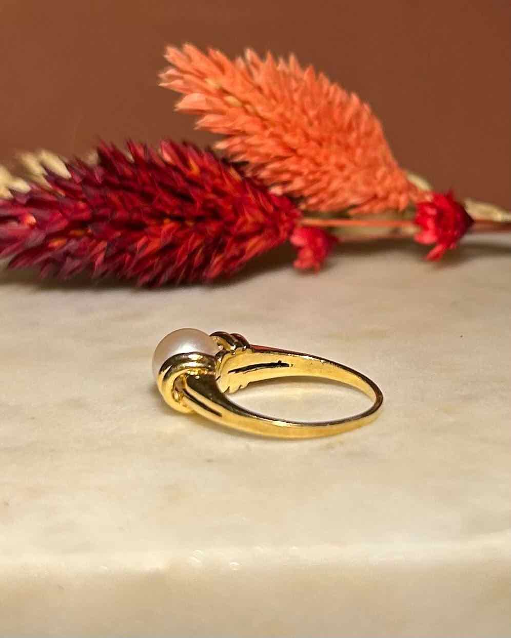 Bague Vintage Perle &amp; Or &quot;Axelle&quot; - Elliade Paris