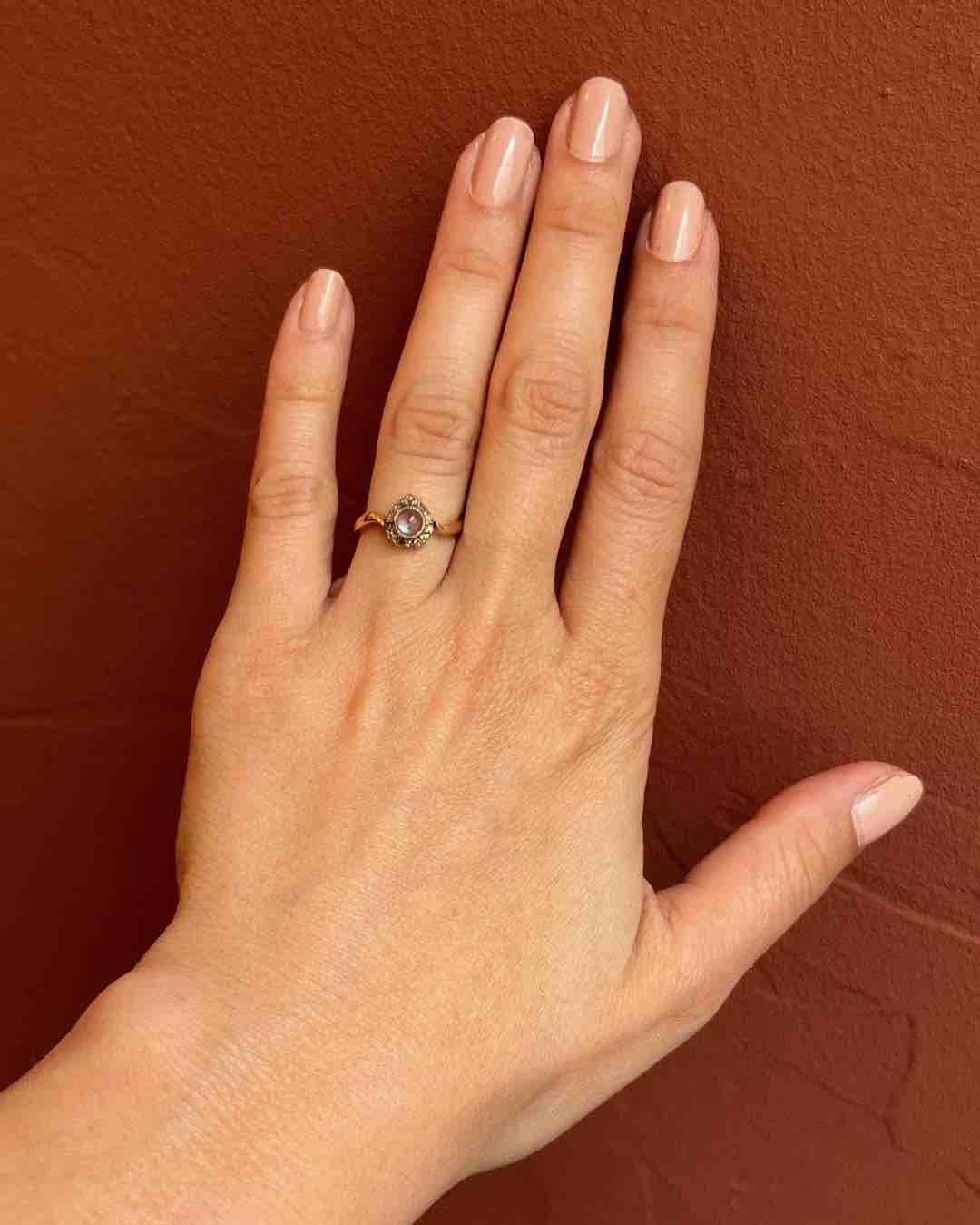 Bague Vintage Pierre de Lune &amp; Diamants "Lua" - Elliade Paris