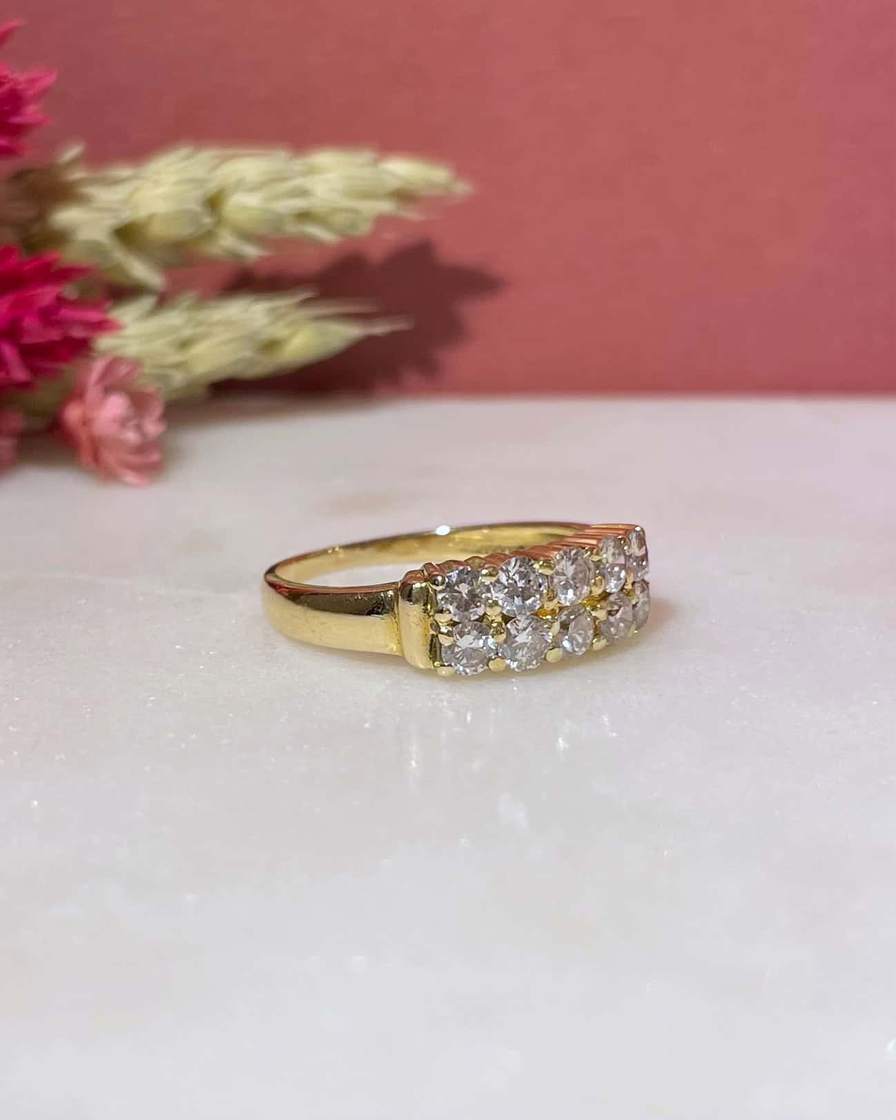 Bague Vintage Rivière Diamants 0.90 carat &quot;Alina&quot; - Elliade Paris