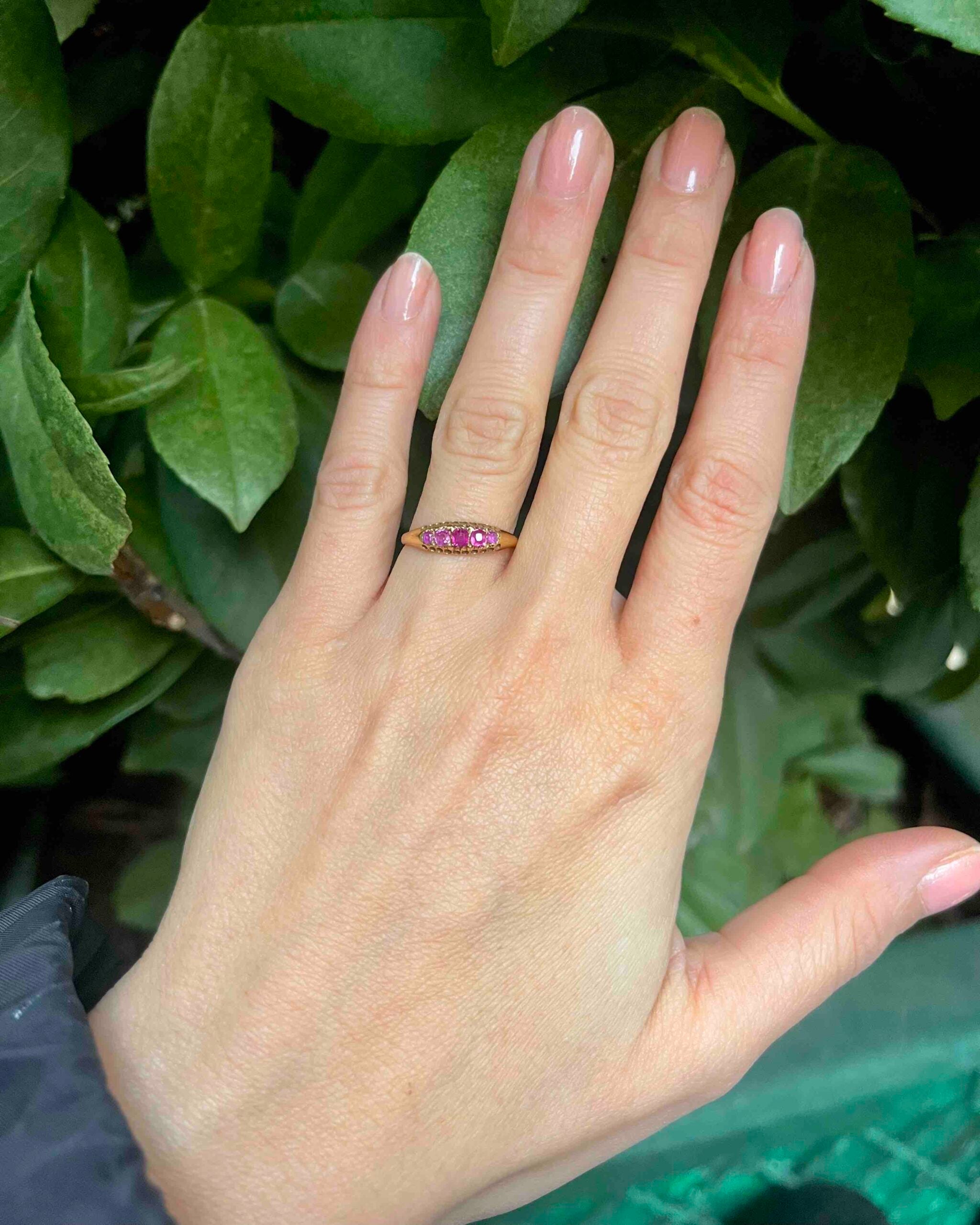 Bague Rivière Jonc Rubis Rose &quot;Aria&quot;