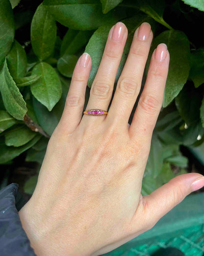 Bague Rivière Jonc Rubis Rose &quot;Aria&quot;