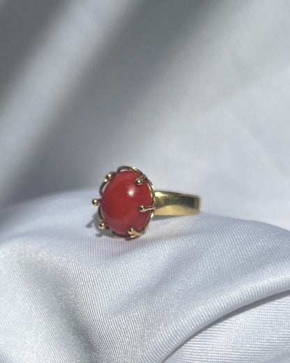 Bague vintage soleil corail &quot;Sonia&quot; - Elliade Paris