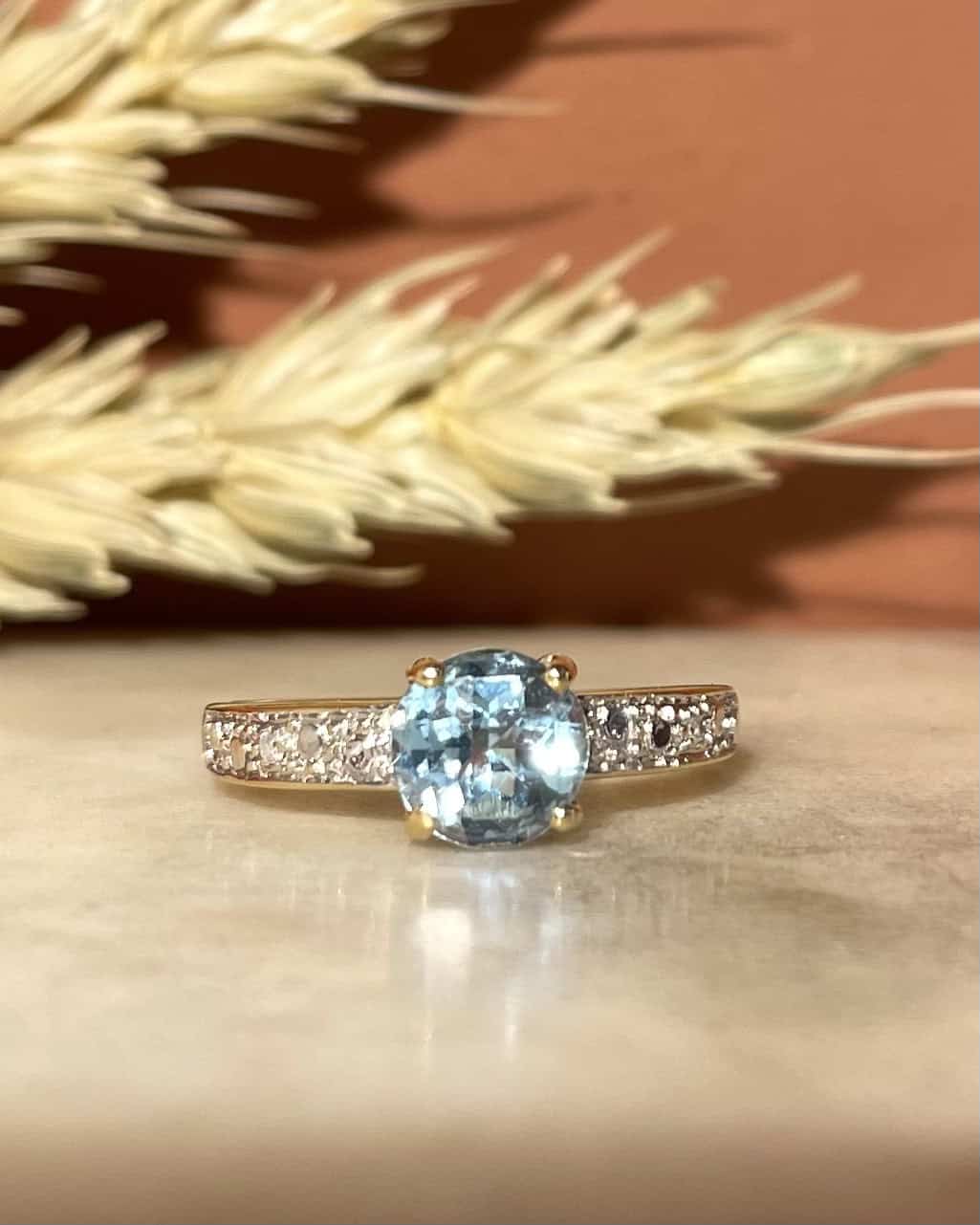 Bague Solitaire Topaze &amp; Diamants &quot;Jennah&quot;