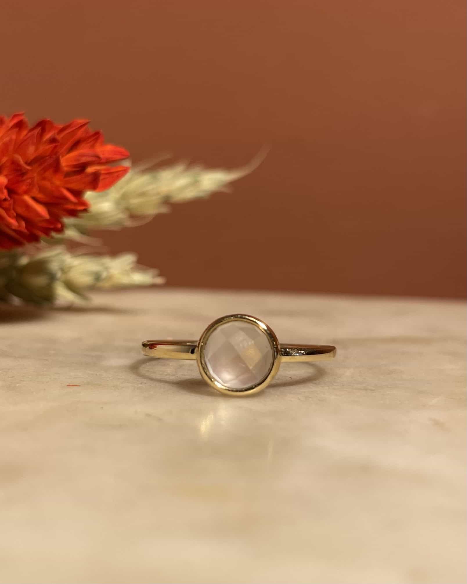 Bague Vintage Solitaire Quartz Rose "Imana" - Elliade Paris