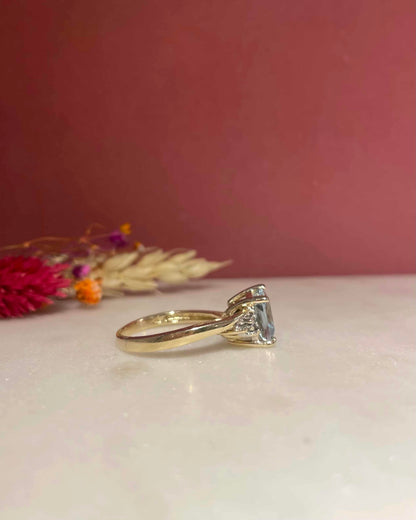 Bague Trilogie Aigue-Marine 1.90 carat &amp; Diamants &quot;Klervi&quot;
