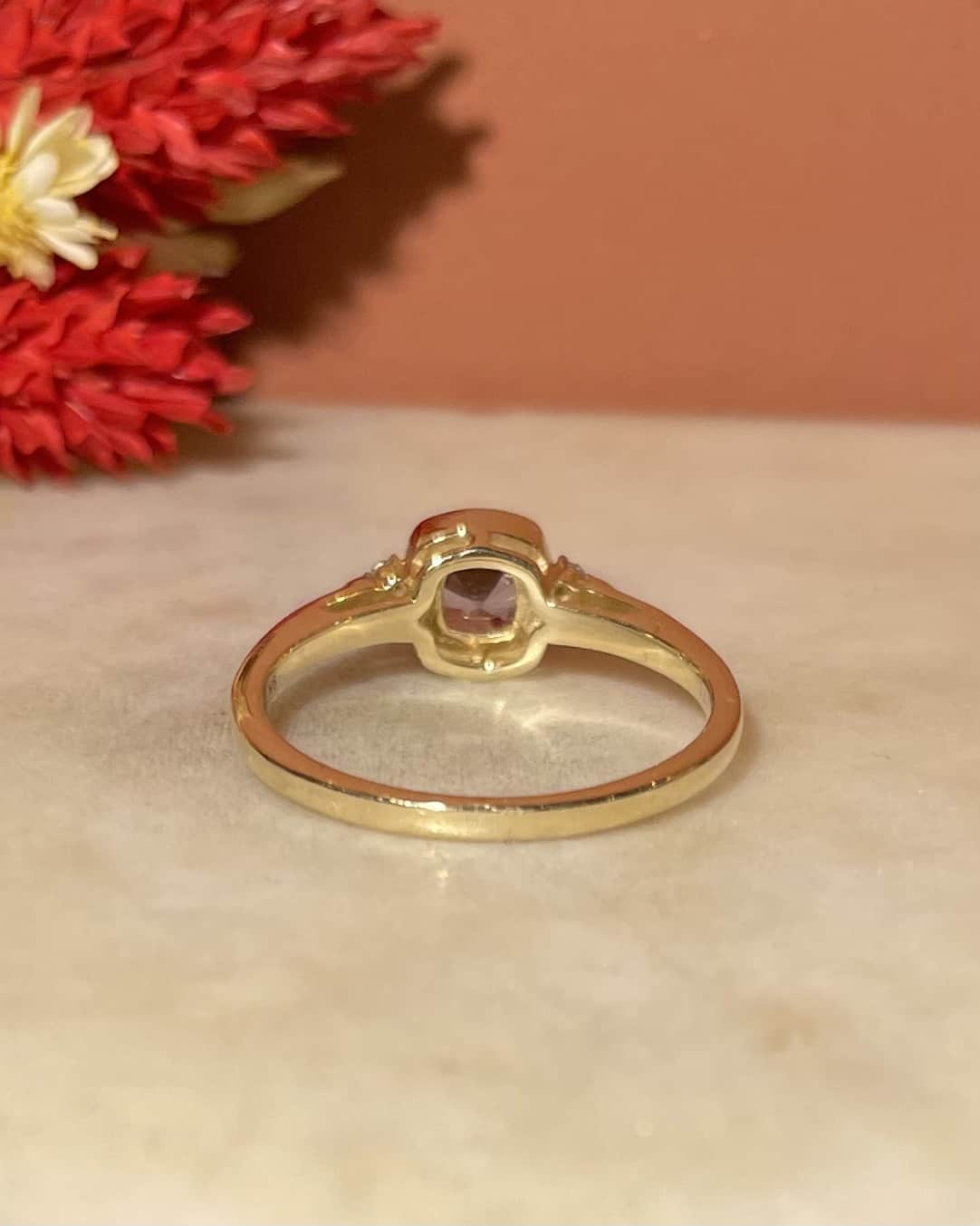 "Silvienne" Spinel &amp;amp; Diamond Trilogy Ring