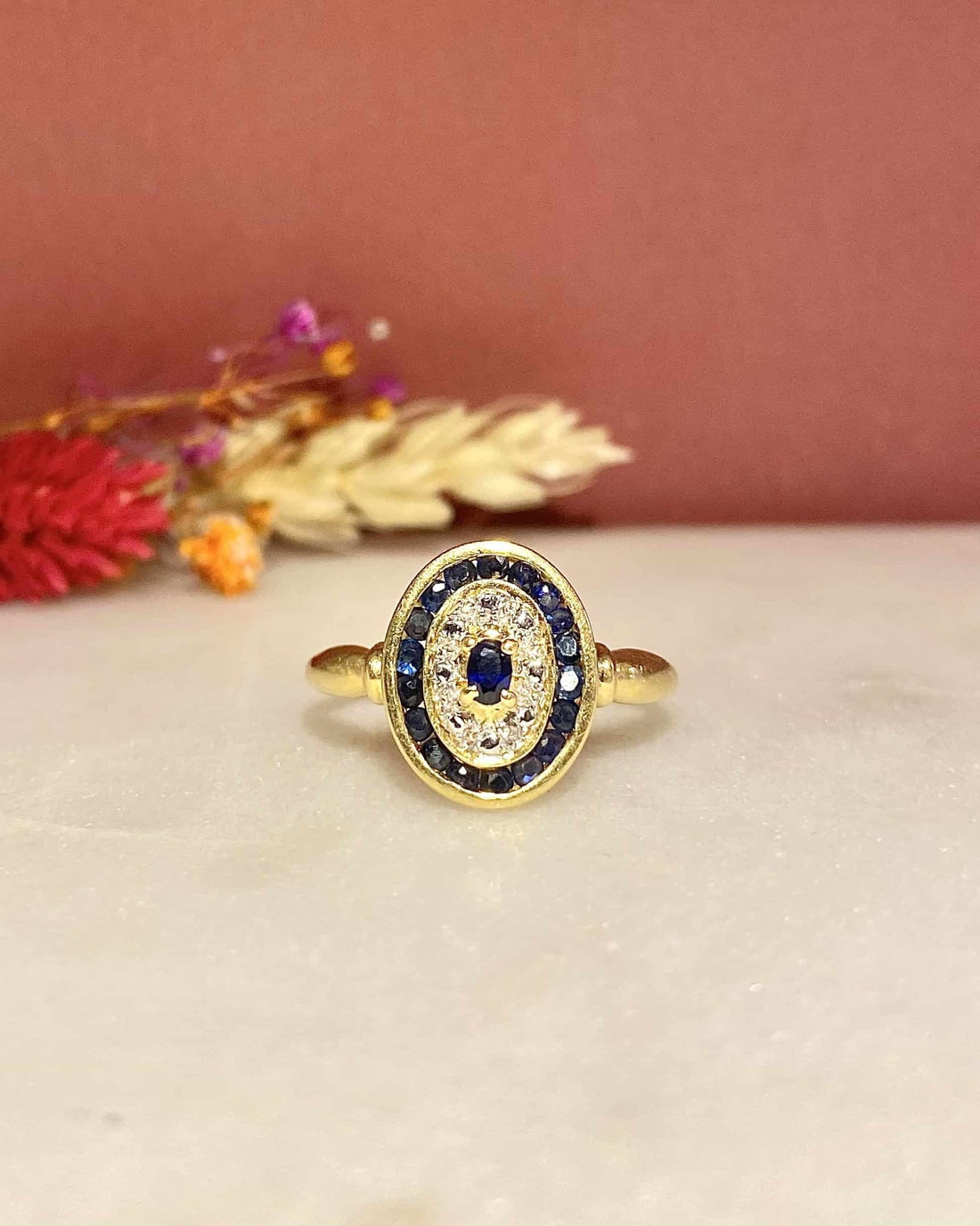 Bague Vintage Style Art - Déco 19 Saphirs &quot;Magali&quot; - Elliade Paris