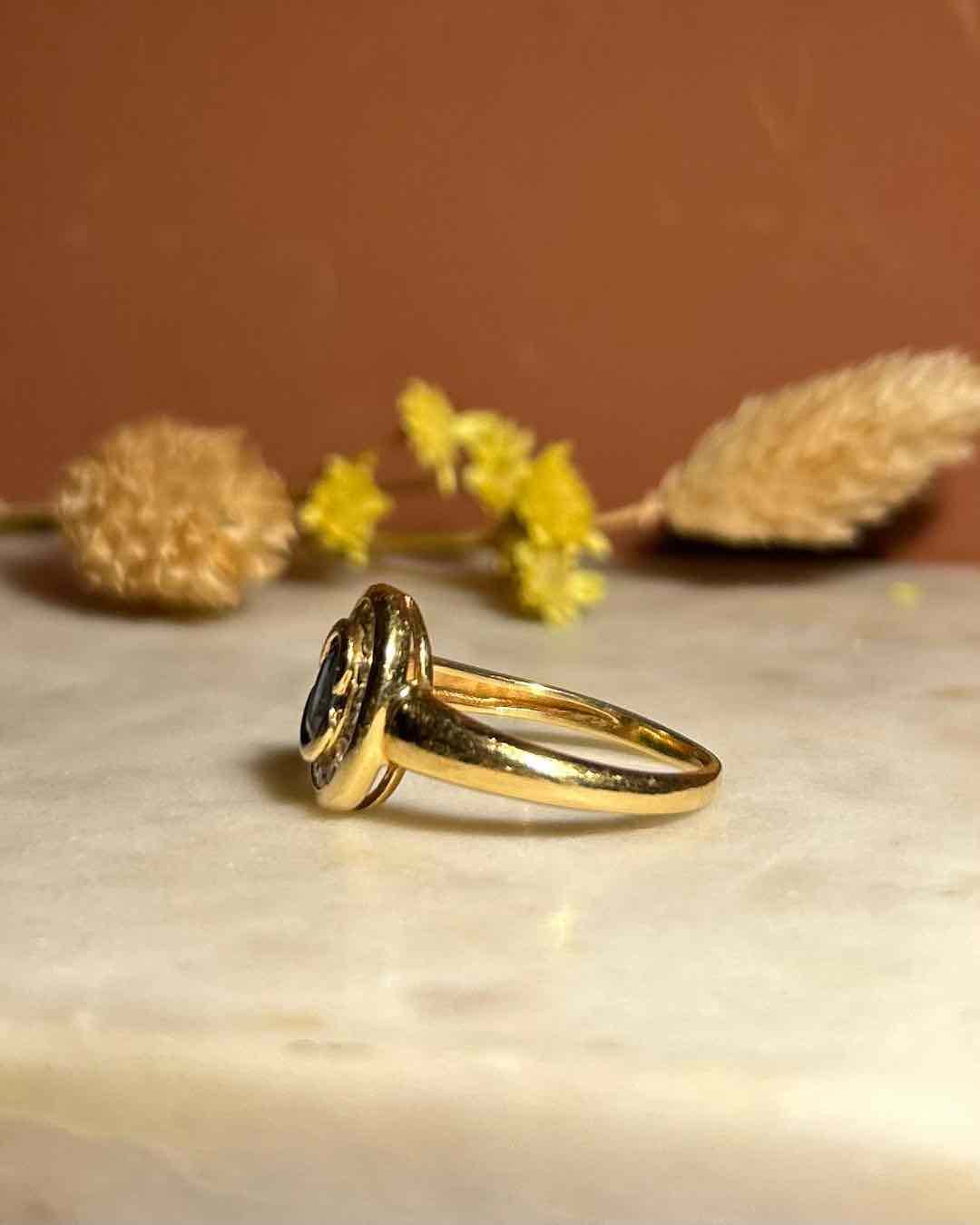 Bague Style Art-Déco Saphir &amp; Diamants &quot;Sofia&quot;