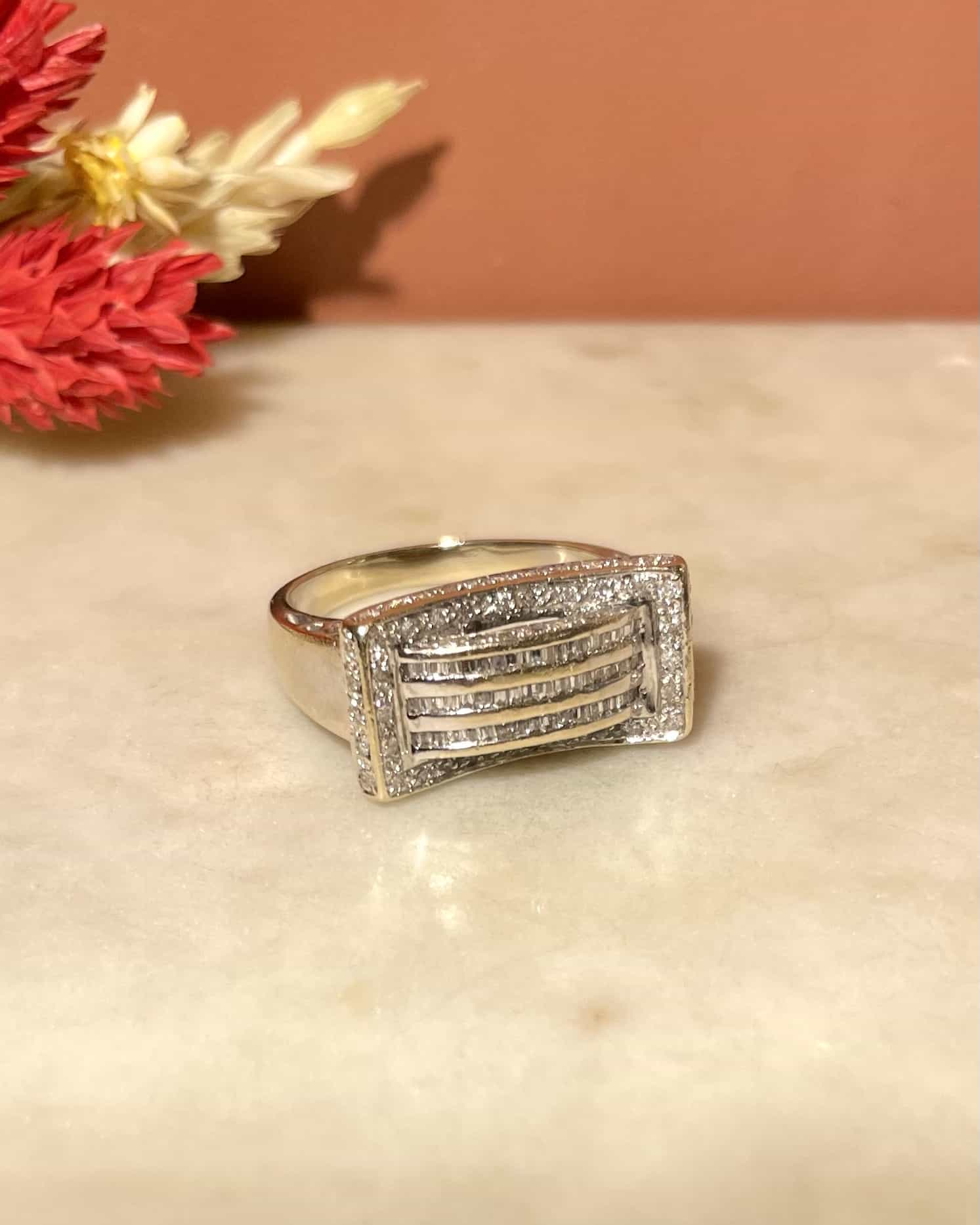 Bague Vintage Tank 124 Diamants "Alyssa" - Elliade Paris