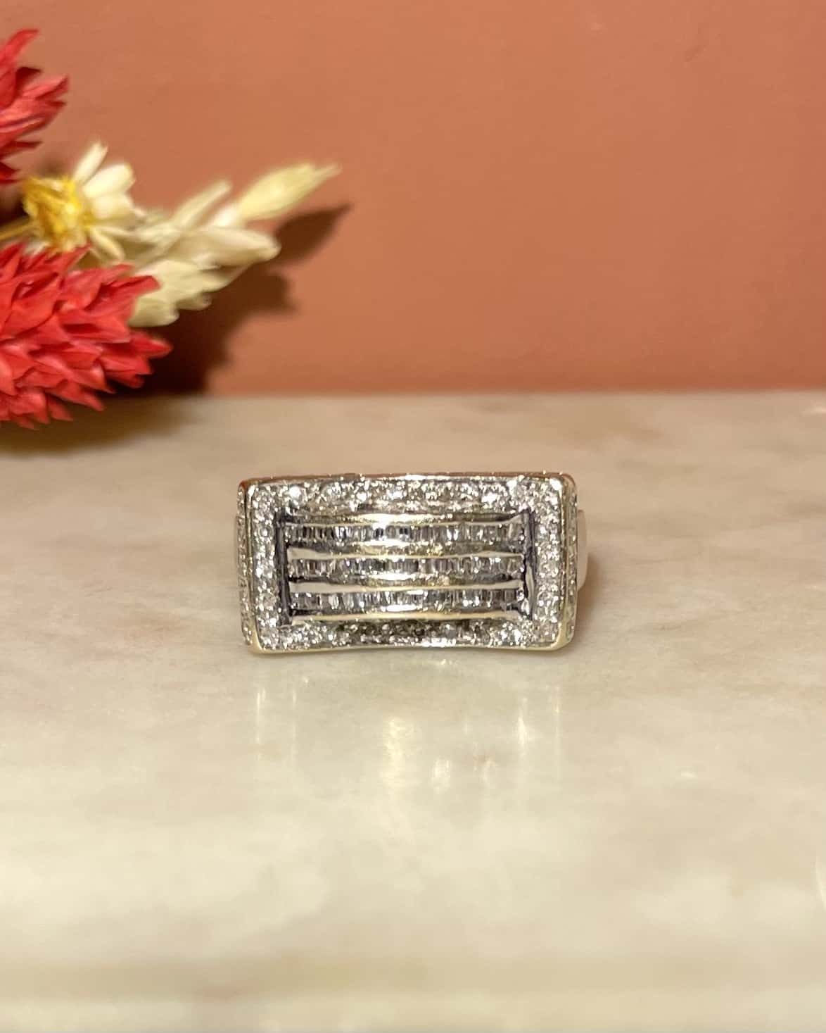 Bague Vintage Tank 124 Diamants "Alyssa" - Elliade Paris