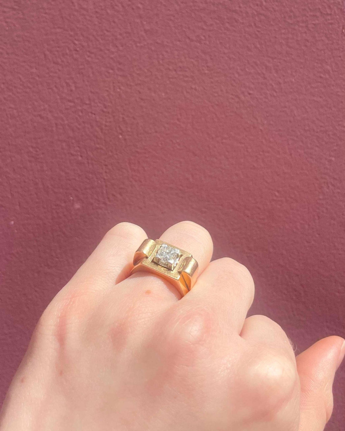 Bague Vintage Tank Diamant 0.60 carat 8.14g &quot;Meryl&quot; - Elliade Paris